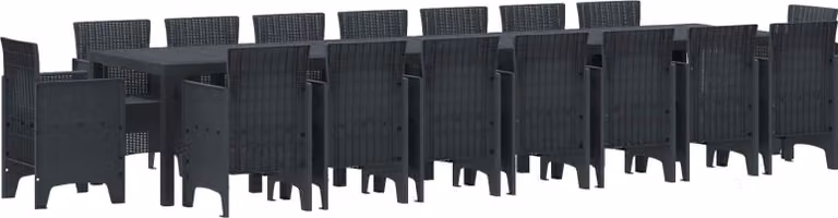 Maison Exclusive - Set da pranzo per esterno con cuscini, 17 pezzi, colore antracite, materiale: polipropilene