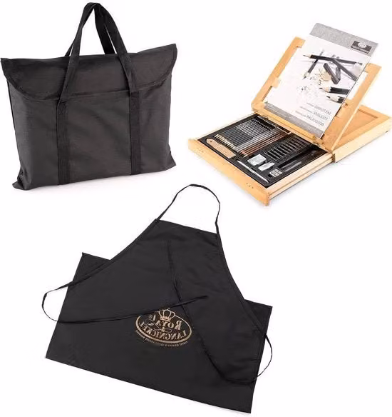 Set di pennelli per pittura acrilica professionali con borsa di stoccaggio nera e manico in legno