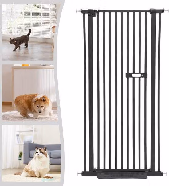 Porta per recinti animali ad alta sicurezza - Doppia serratura - Altezza 150 cm - Colore nero