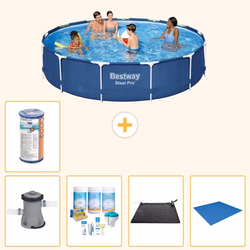 Bestway Steel Pro, piscina in acciaio, forma rotonda - 396x84 cm - composta da 6 parti, modello S22111