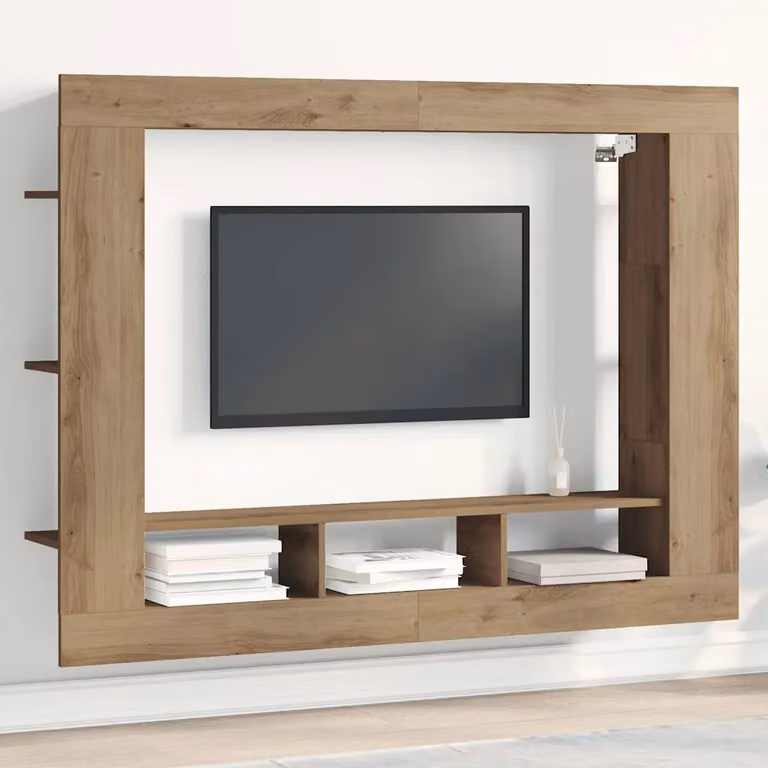 Mobile TV moderno vidaXL in rovere artigianale, colore marrone, L 152 cm x P 22 cm x H 113 cm