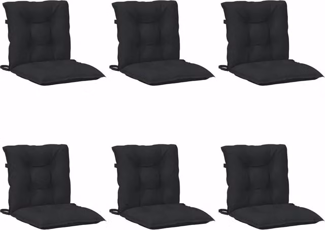 Set di Cuscini per Sedia Bassa 6 pz | Cuscini per sedie Melange Nero
