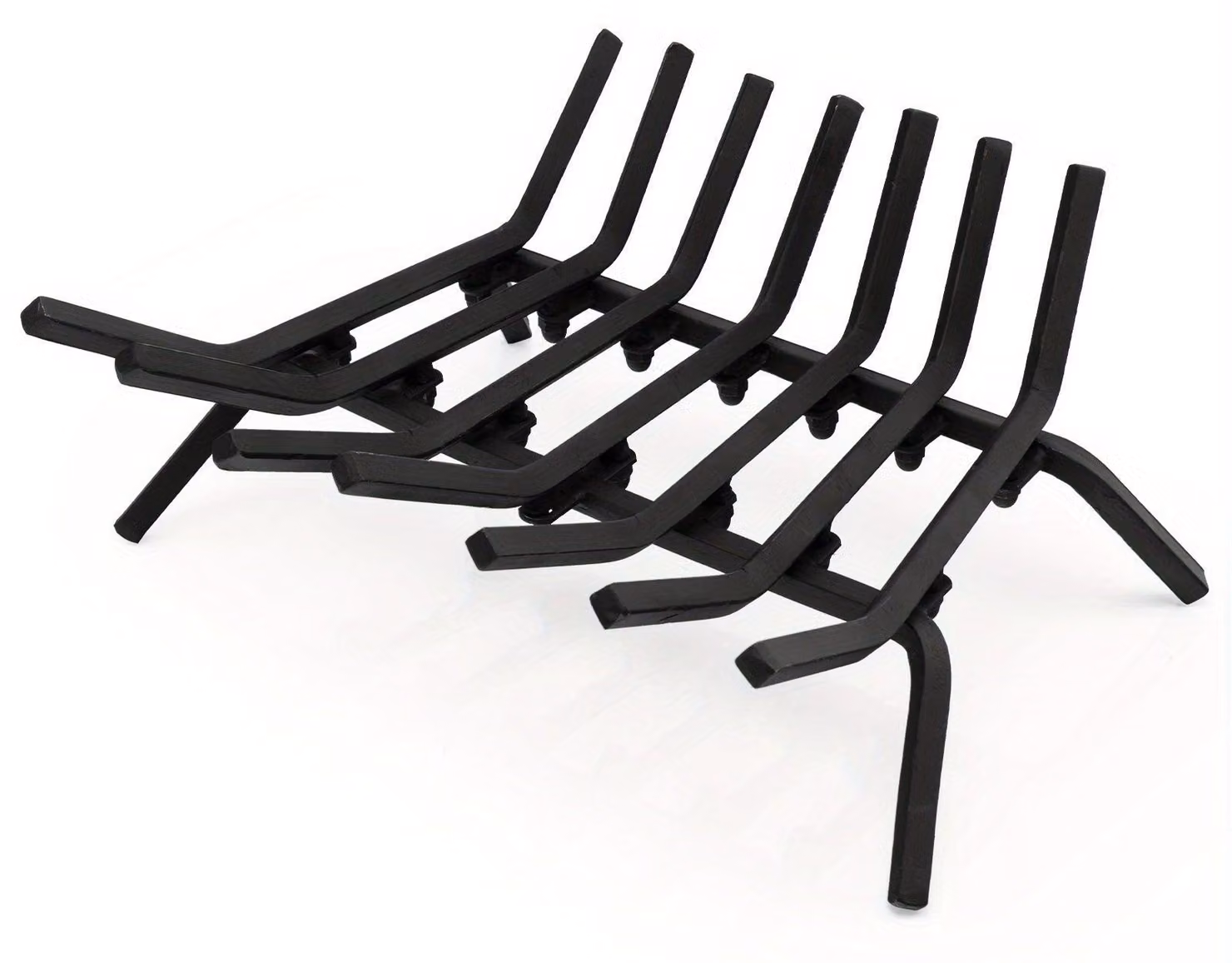 Griglia per stufa a legna - Griglia per camino - Griglia per carbone - Griglia per legna - Estrattore per legna - Robusto ferro battuto - A forma di V, 45,7 cm