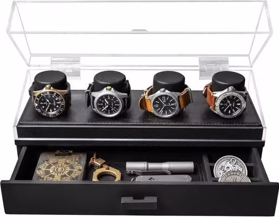 Cassettino orologio in legno per uomo - Cassa orologio orologio per uomo - Cassettino orologio in legno per lui - Cassa orologio - Scatola di regalo per uomo, amico, padre - Watch Deck Pro