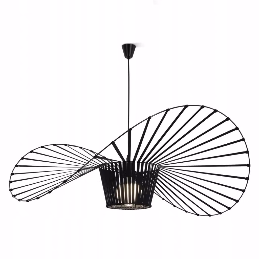 ZMH Lampada a Sospensione Moderna in Metallo e Tessuto Nero con Attacco E27, Altezza: 140 cm – 2
