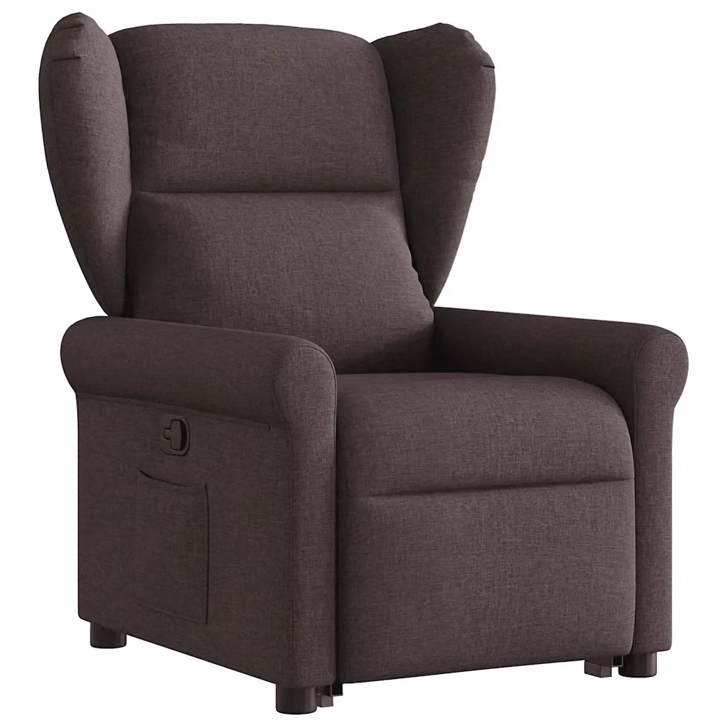Poltrona Alzapersona Reclinabile vidaXL in Tessuto Marrone con Assistenza Elettrica per Senior – 2