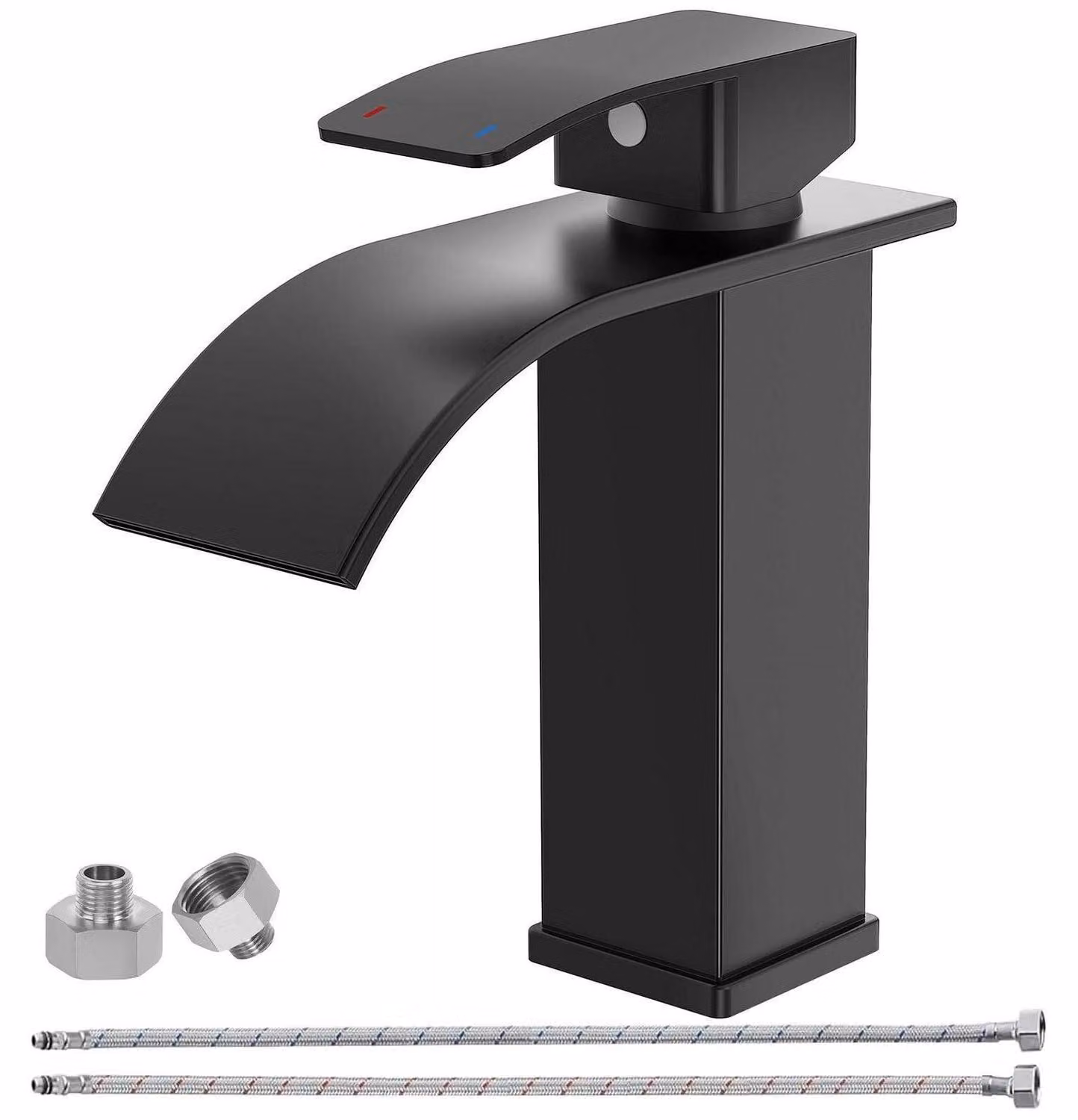 Miscelatore per lavabo a cascata, finitura nera opaca, acciaio inossidabile 304