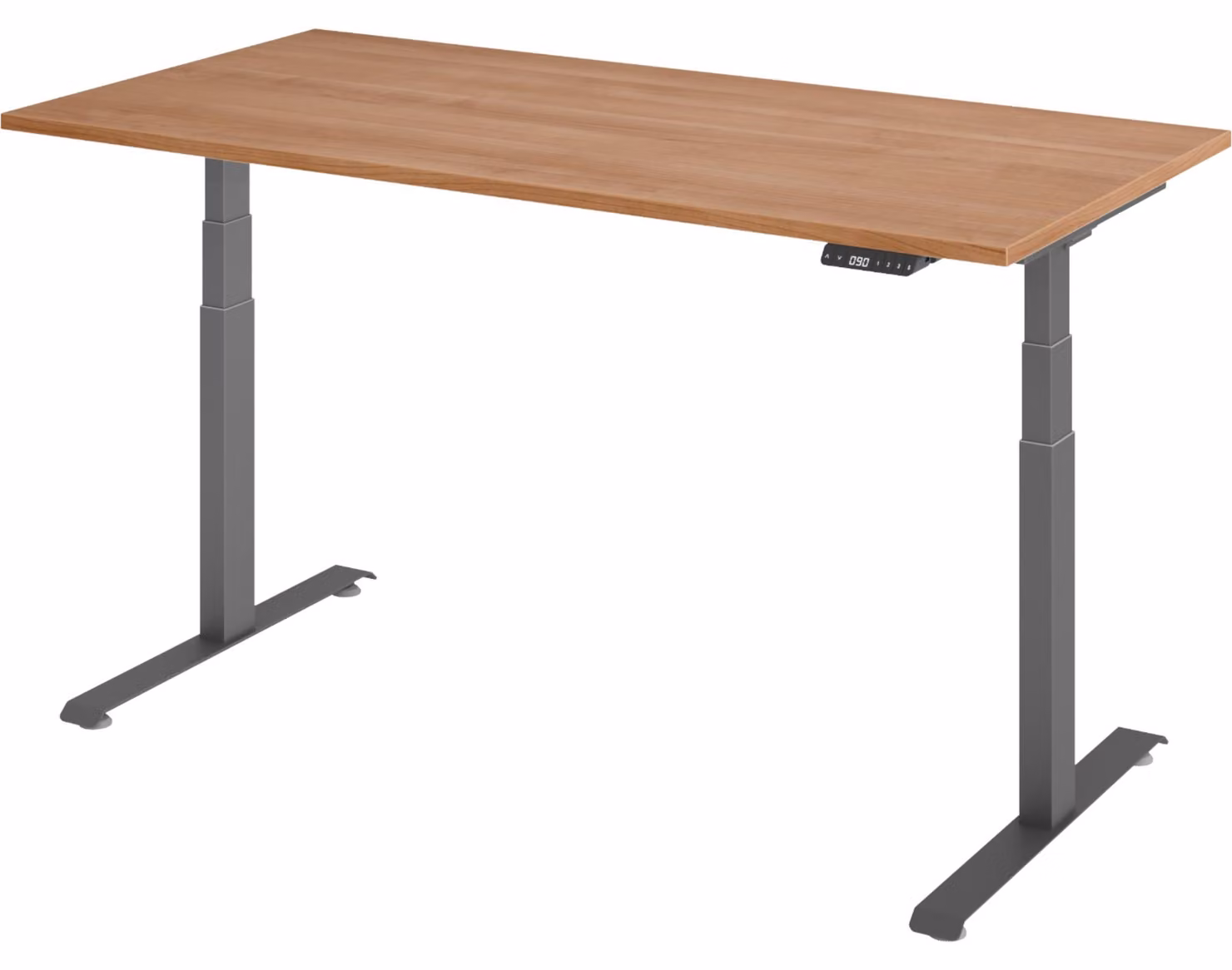Scrivania elettrica Lite di bümö - Dimensioni: 160 x 80 cm, struttura: grafite, finitura: noce