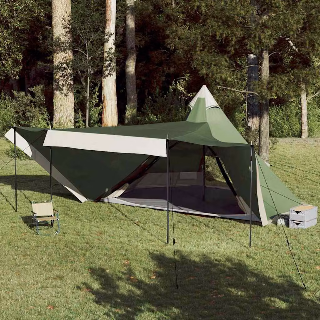 Tenda da campeggio familiare vidaXL per 8 persone, impermeabile, verde