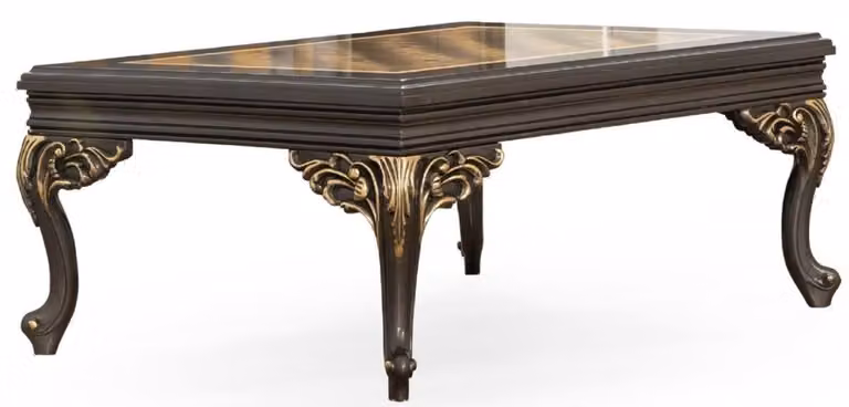 Casa Padrino tavolino barocco grigio/oro 110 x 84 x h. 48 cm - Magnifico tavolino da salotto artigianale in stile barocco - Mobili barocchi