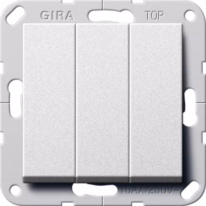 Gira 283026 Interruttore a bilanciere On/Off triplo Sistema 55 Colore alluminio