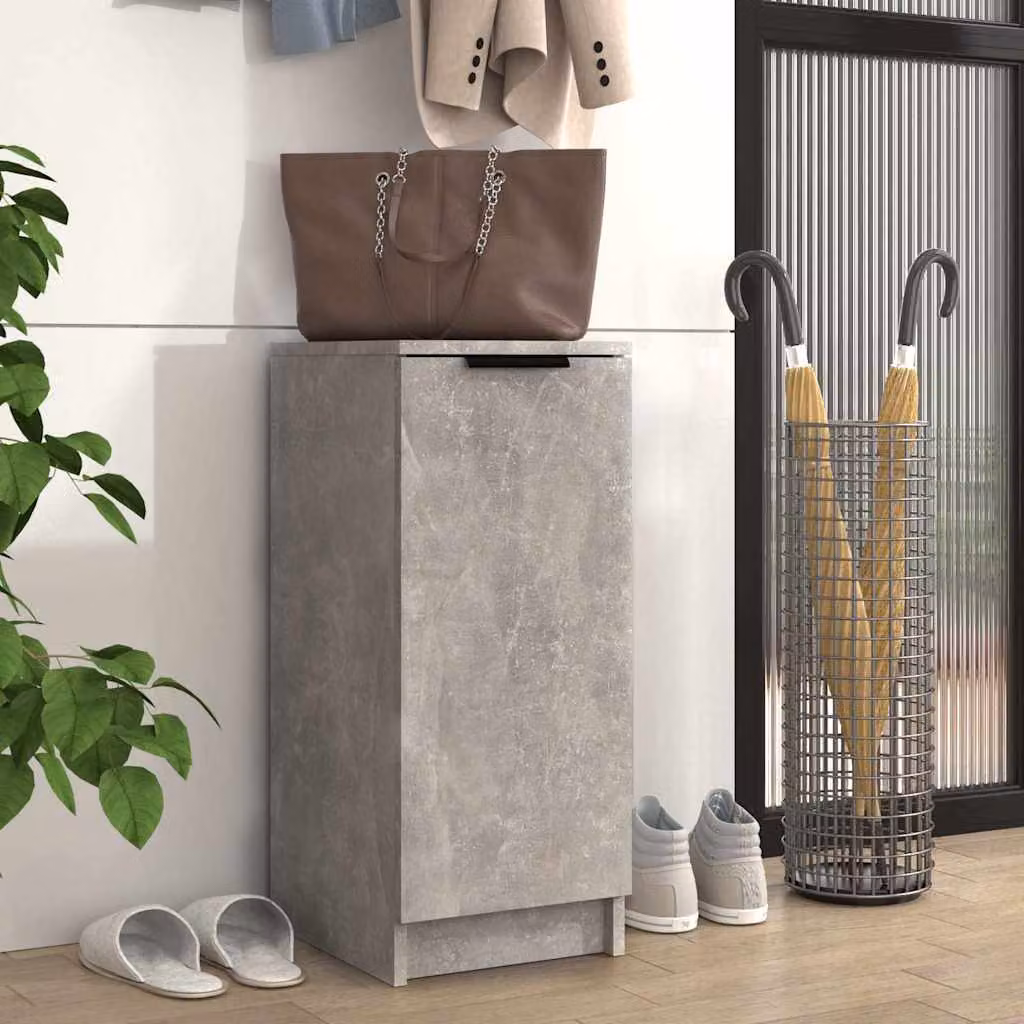 Scarpiera moderna vidaXL in legno grigio opaco con ante a battente, L: 30 cm, P: 35 cm, H: 70 cm