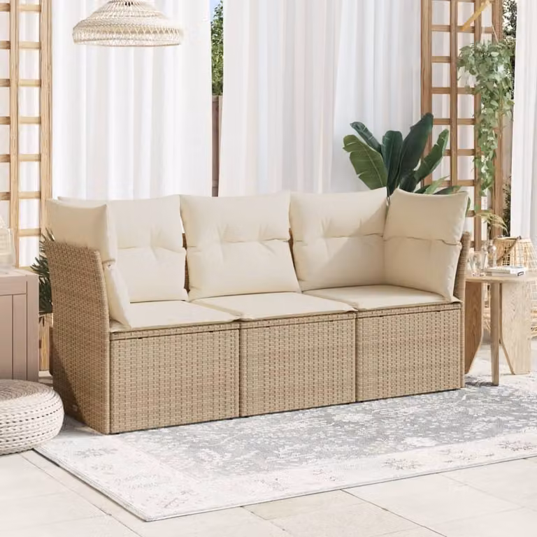 Maison Exclusive - Set da giardino 3 pezzi con cuscini in polyrattan beige