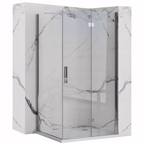 Rea - Box Doccia Molier Chrom 100X80 Cabina Doccia Senza Piatto Doccia Vetro Di Sicurezza Temperato Transparentne 6mm (Cromo) Porta: 100 Parete: 80 cm