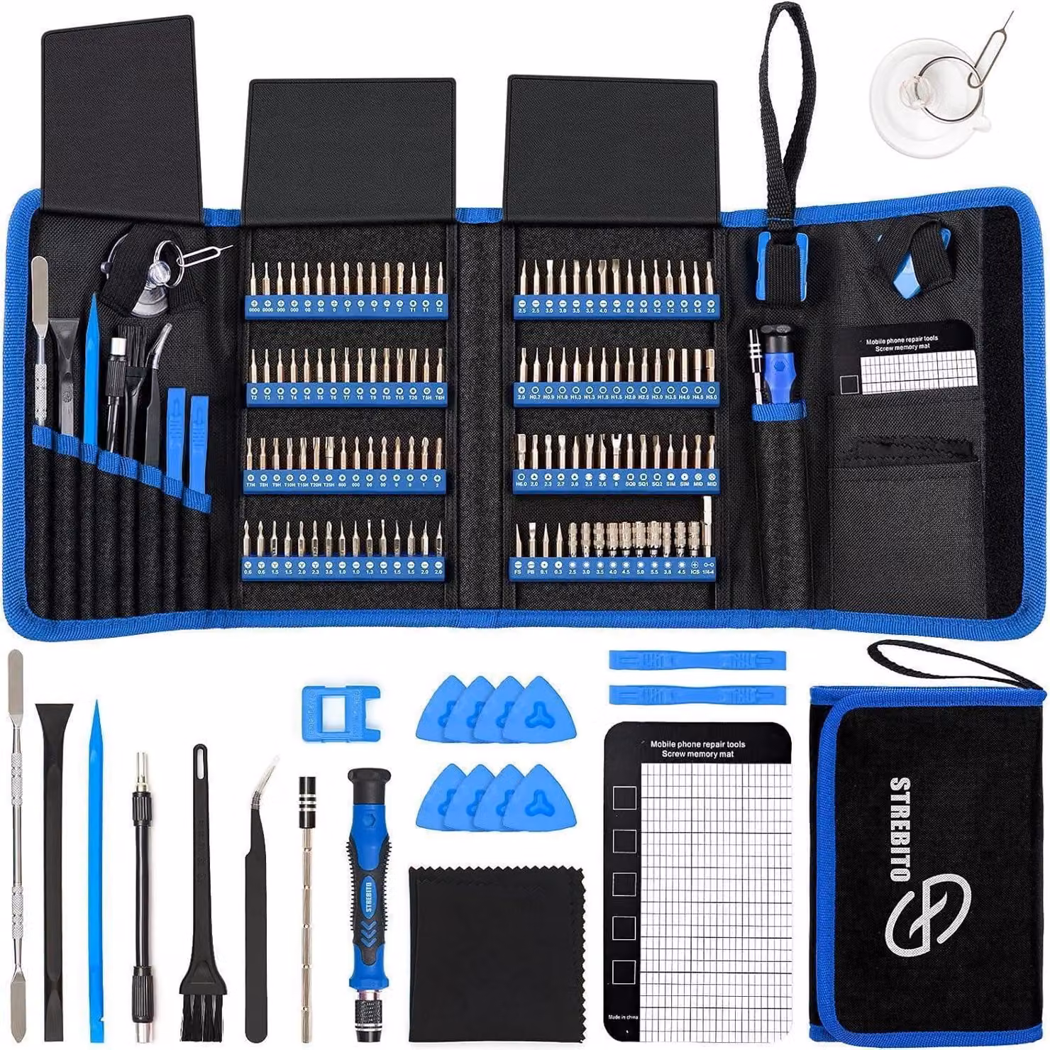 Set di cacciaviti di precisione per elettronica, 142 pezzi, con 120 punte, magnetici, per iPhone, MacBook, computer, colore blu