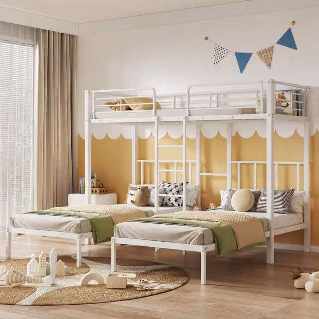 Letto triplo 90x200 cm - Xylo - Metallo, Bianco
