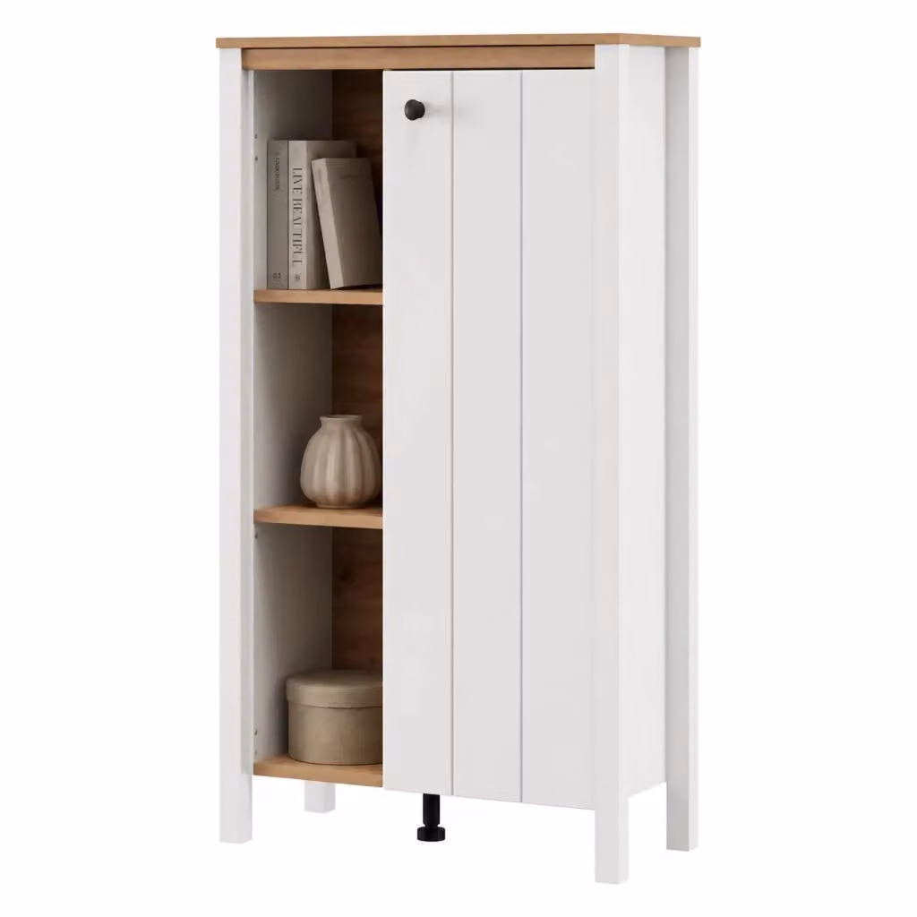 Vetrina Espositore DMORA Galdo con Ante in Vetro e 4 Ripiani, Bianco Opaco, L: 73 cm, P: 34 cm, H: 118 cm – 2