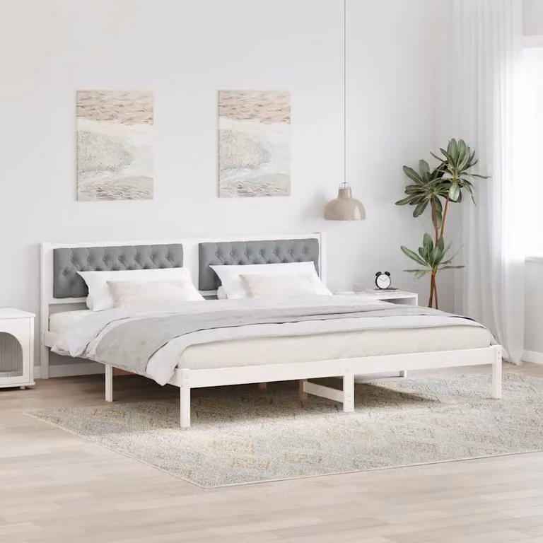 Struttura del letto in pino massello vidaXL Grigio chiaro 200 x 200 cm