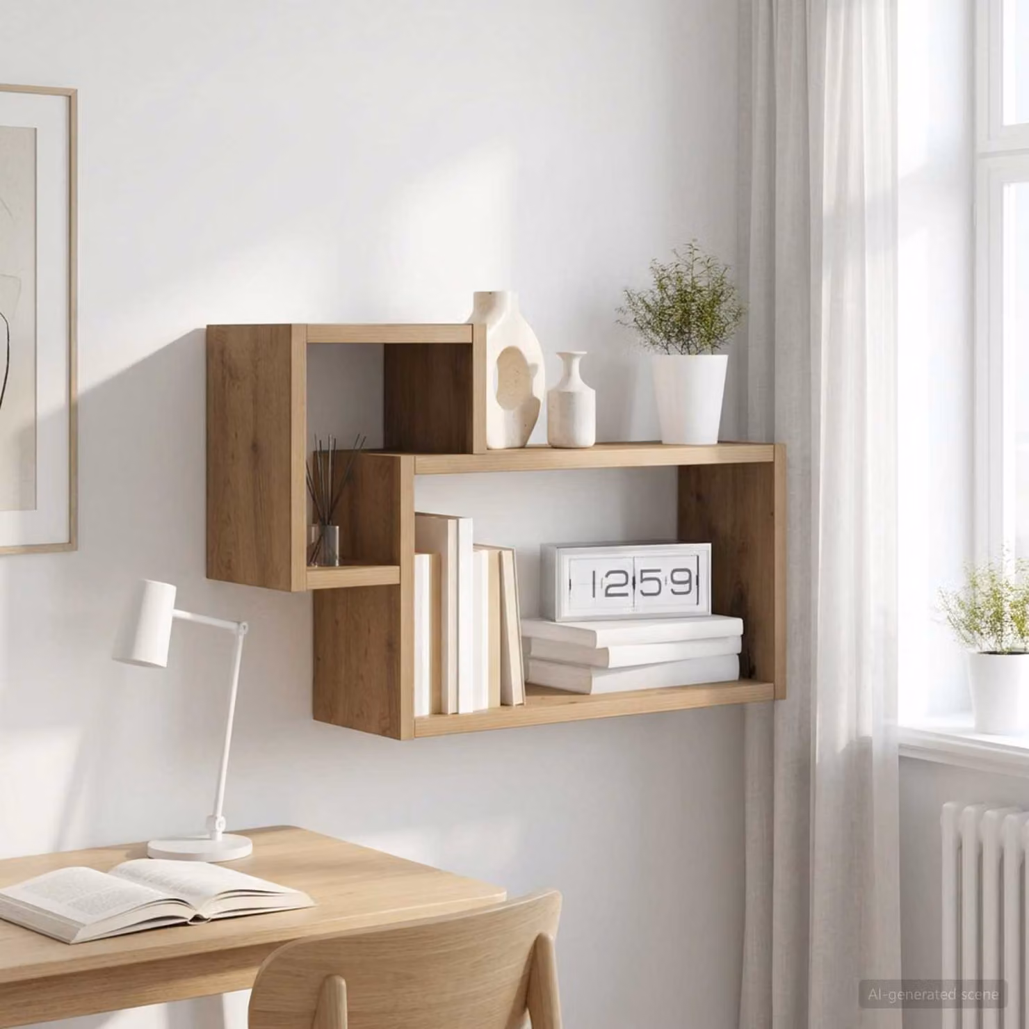 Scaffale da parete moderno vidaXL in legno Rovere Artigianale, colore marrone, L 55 x P 15 x H 35 cm