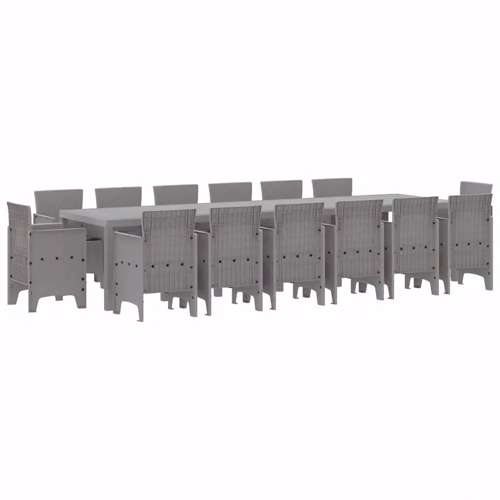 Set da pranzo per giardino e terrazza vidaXL in polyrattan grigio, 15 pezzi – 2