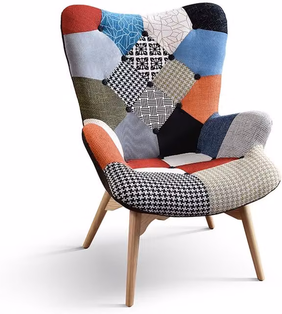 Poltrona moderna design patchwork imbottita multicolore Mobili 2G L/P/H: 70 x 78 x 96 cm – 1