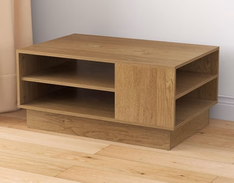 COSTWAY Tavolino moderno, tavolino centrale rettangolare con 2 livelli di stoccaggio aperti, tavolino d'accento 86 x 56 x 41 cm Naturale