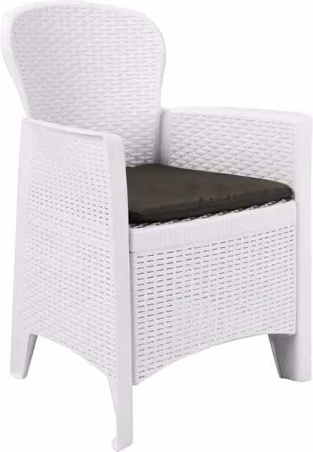 Set Pranzo da Giardino 5 pz in Plastica Stile Rattan Bianco 276108