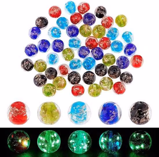 Perline rotonde luminose per braccialetti e collane - 50 pezzi - Bigiotteria fai-da-te - Artigianato creativo