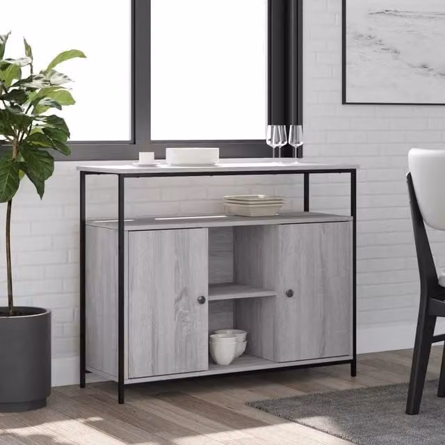 Credenza Buffet Armadio da Cucina e Soggiorno Design Mania Grigio L: 100 cm, P: 35 cm, H: 80 cm – 1