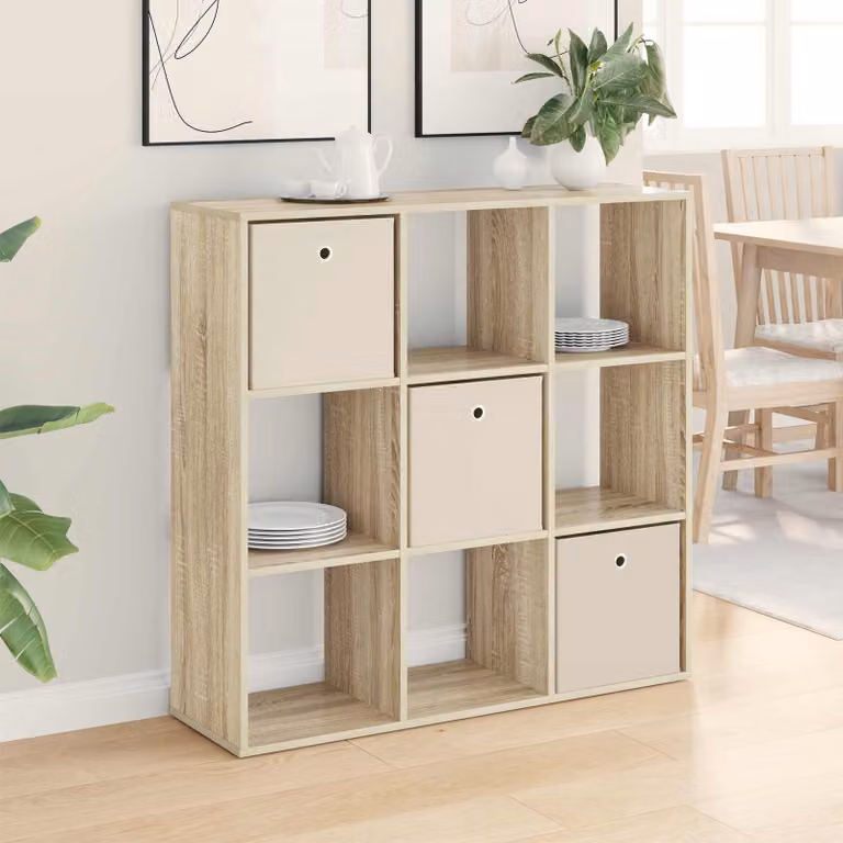 Credenza moderna vidaXL in rovere Sonoma, colore beige e marrone, L 102 x P 31 x H 99,5 cm