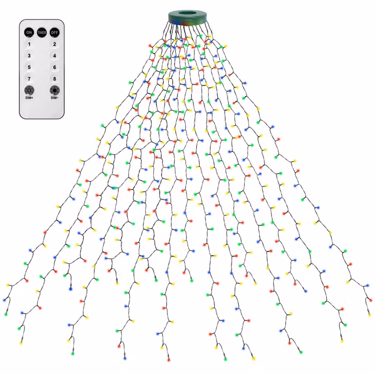 Catena luminosa a LED con anello, 400 LED, 2 metri, 8 modalità, timer, grado di protezione IP55