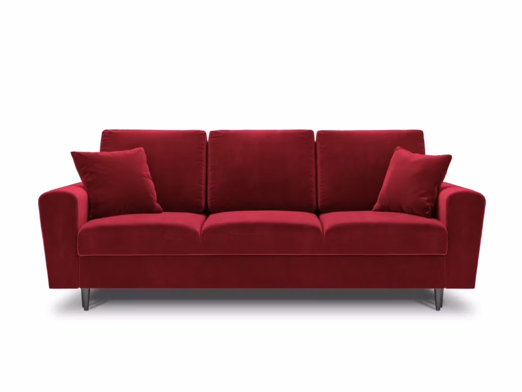Divano convertibile con contenitore Kyoto Cosmopolitan Design a 3 posti in velluto rosso L/P/H: 235 x 88 x 80 cm – 2