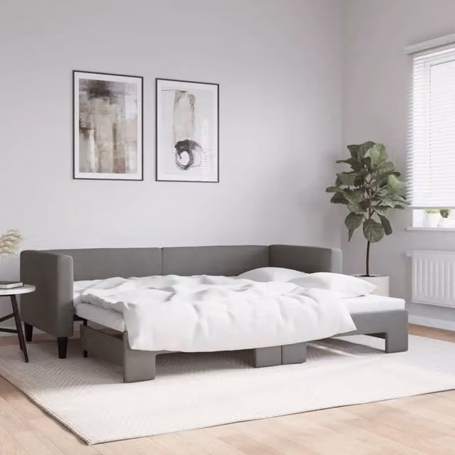 Divano Letto con Letto Estraibile-Sofa Letto-Daybed Grigio Scuro 80x200 Tessuto 221555