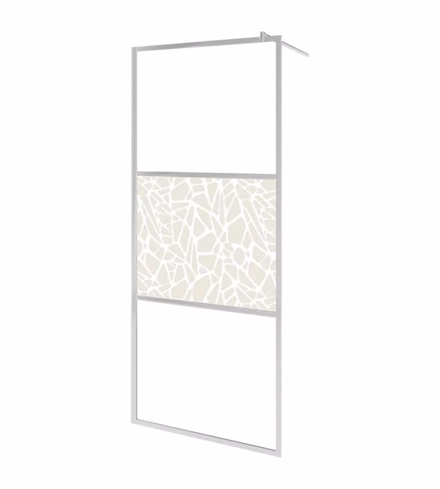 Parete per Doccia Walk-in vidaXL in Vetro ESG Design Pietra, Multicolore e Argento, L: 90 cm, H: 195 cm – 2