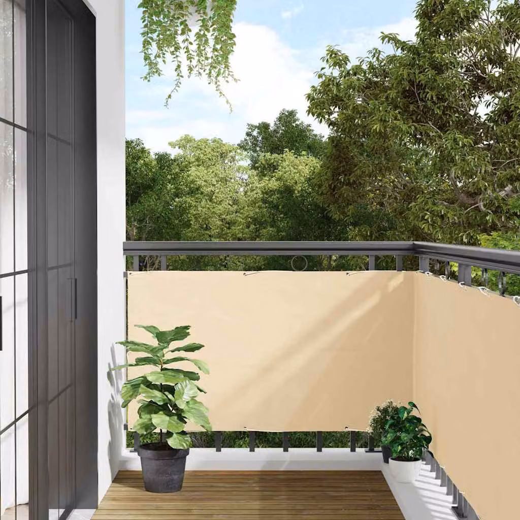 vidaXL Paravento da Balcone Beige in PVC e Poliestere L: 300 cm, H: 120 cm
