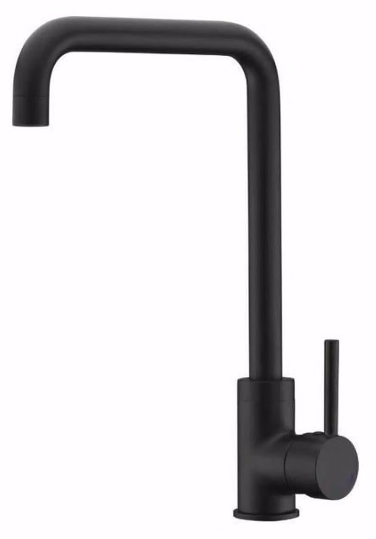 Miscelatore per lavabo, nero, in ottone, girevole, monocomando, design moderno