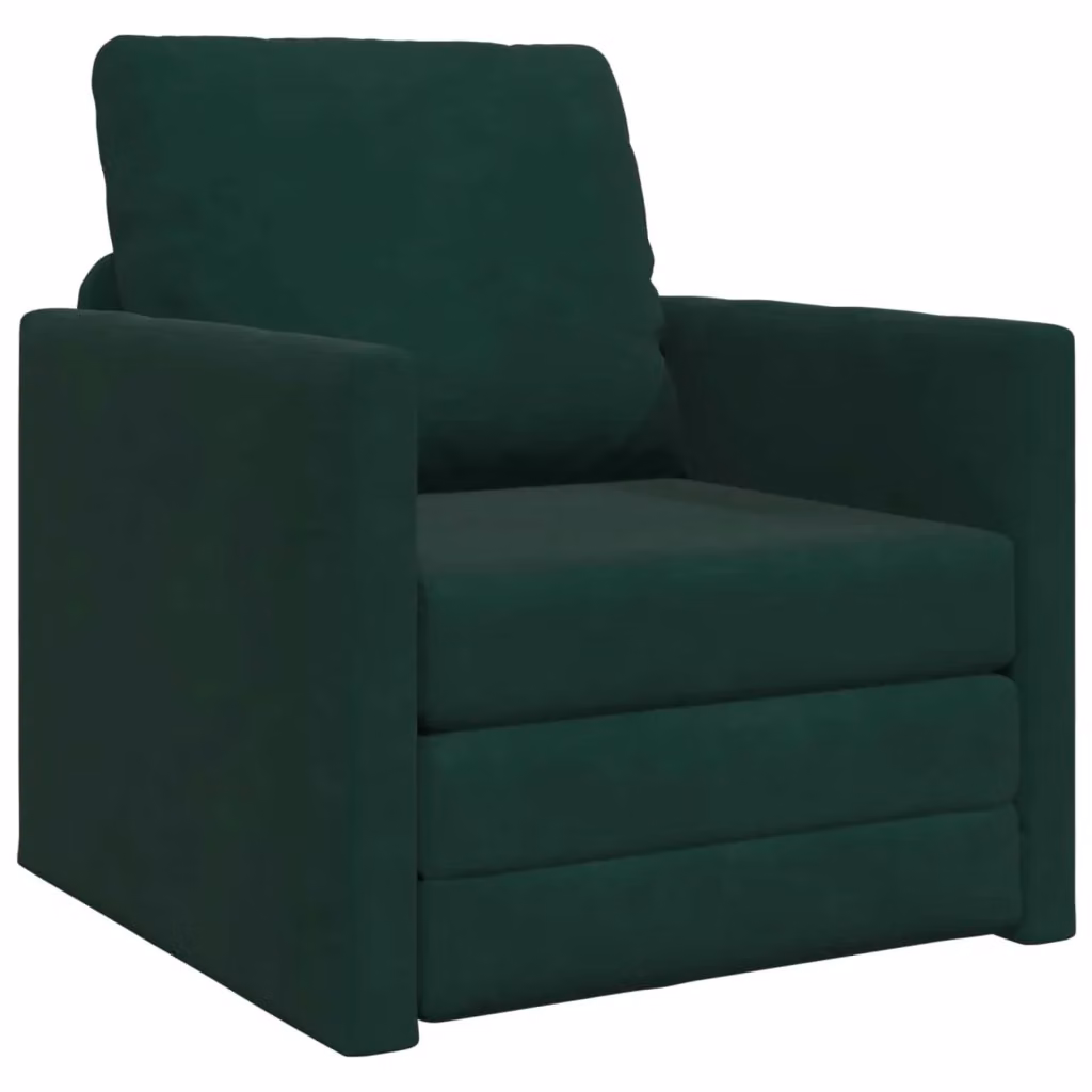 Divano letto vidaXL in velluto verde con struttura imbottita L: 74 cm, P: 77 cm, H: 81 cm – 2