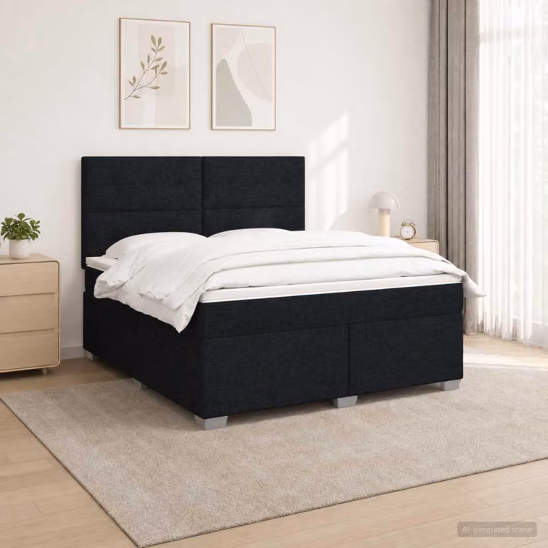 Maison Exclusive - Letto boxspring con materasso nero 160 x 200 cm Tessuto