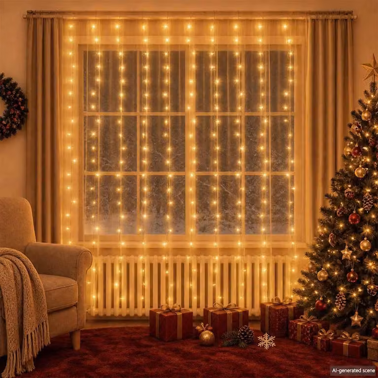 vidaXL Tenda Luci a Ghiaccioli con 300 LED Bianco Caldo
