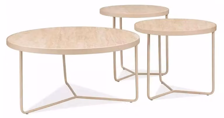 FURNLUX, tavolino da caffè Demeter, color beige, 80 cm (confezione da 3 pezzi) / Colore principale: / Dimensioni: