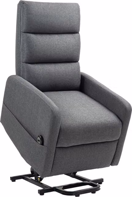 Poltrona relax elettrica HOMCOM con alzata assistita, rivestimento effetto lino e tasca laterale, grigio – 1