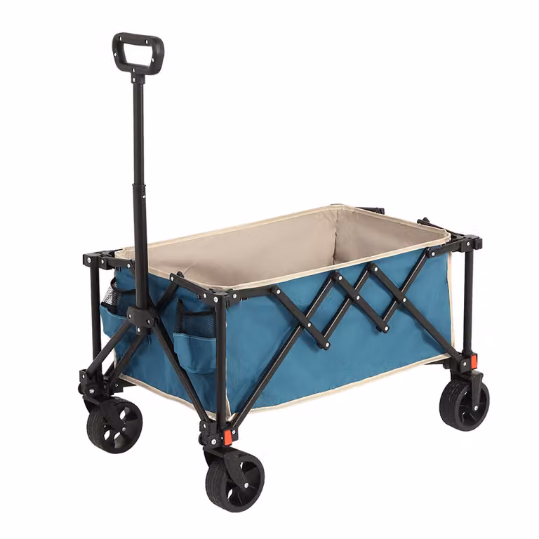 Carrello a mano AIORBER, 80 L, pieghevole, staccabile, manico auto-raddrizzante, trolley, per campeggio, spiaggia, 76,98x48x45cm, blu