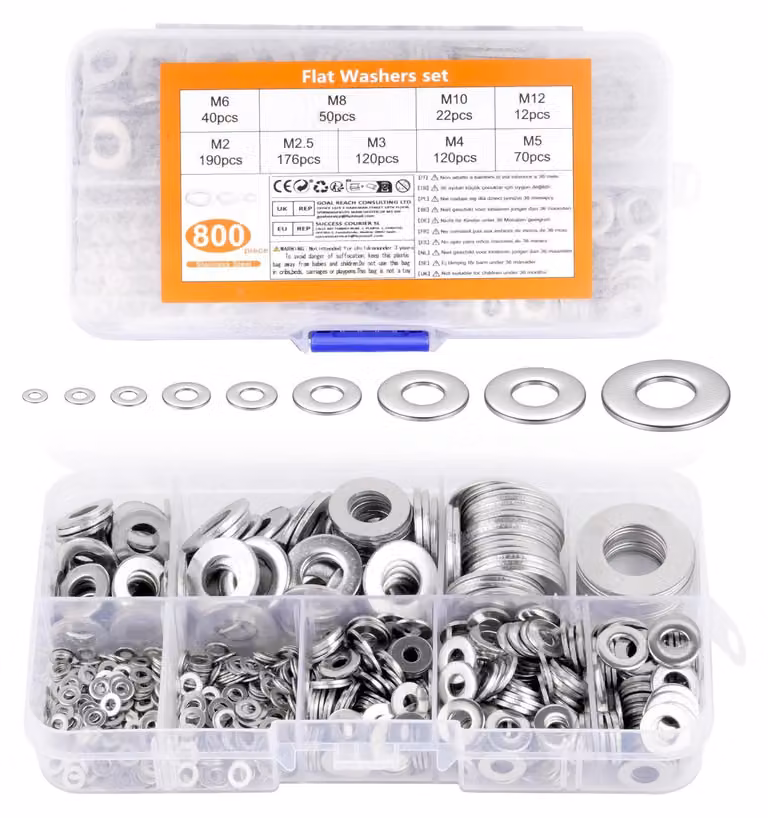 Set di 800 rondelle, in acciaio inossidabile, da M2 a M12