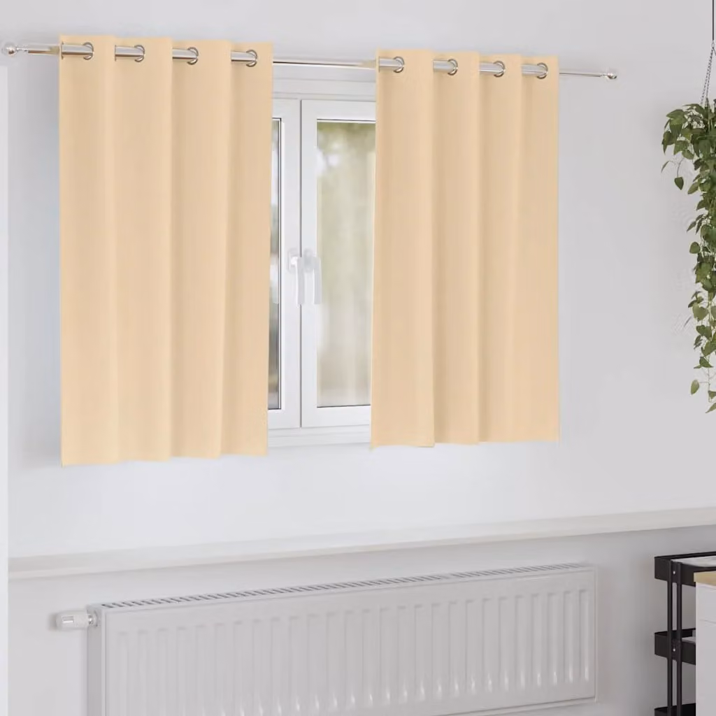 Set di 2 tende blackout vidaXL con anelli in poliestere, colore beige, L 140 cm x H 140 cm