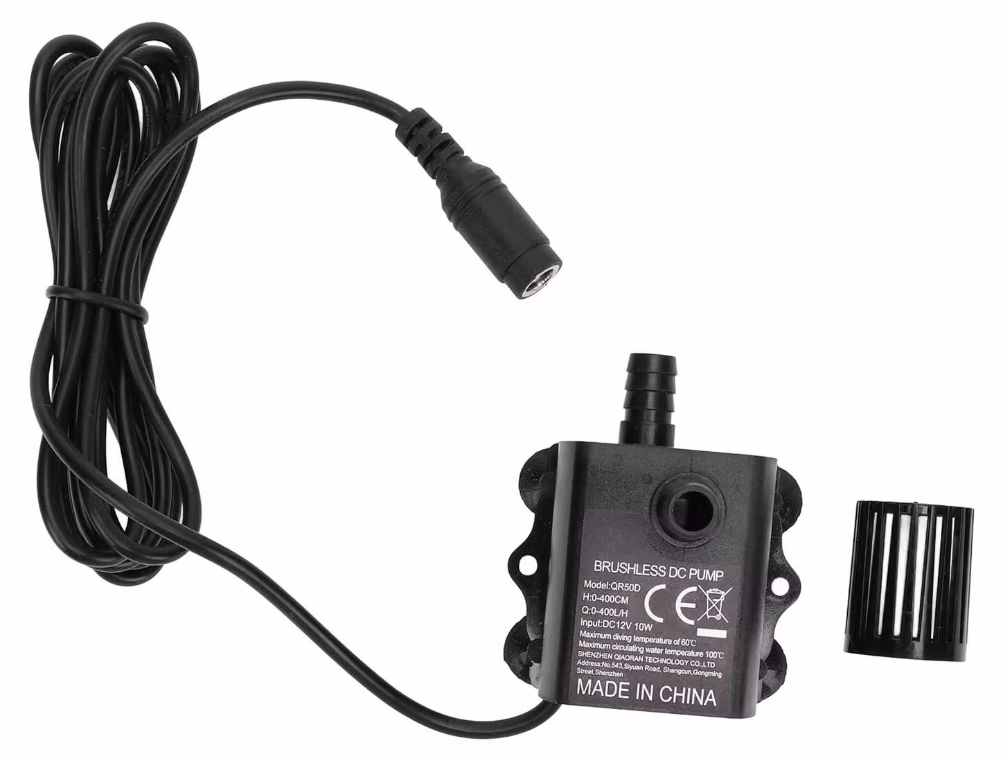 Pompa sommergibile DC 12V, 10W, portata 0-400 L/H, micro pompa brushless per acquari, fontane, sistemi di raffreddamento per computer