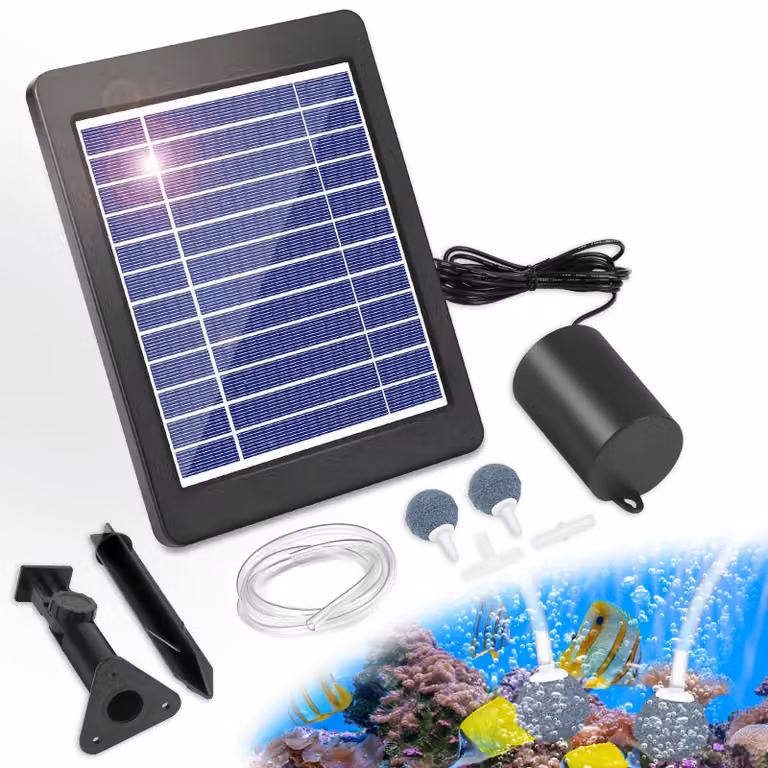 Pompa d'aria solare con pompa di ossigeno per acquario, 4 W, aeratore per stagno