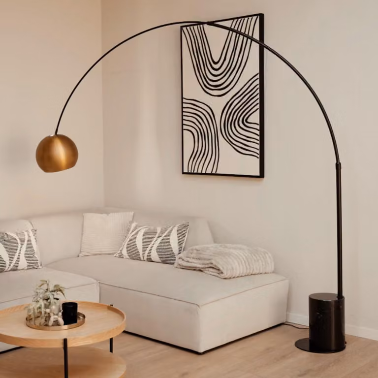 s.luce Lampada ad arco di design a sfera con base moderna in marmo