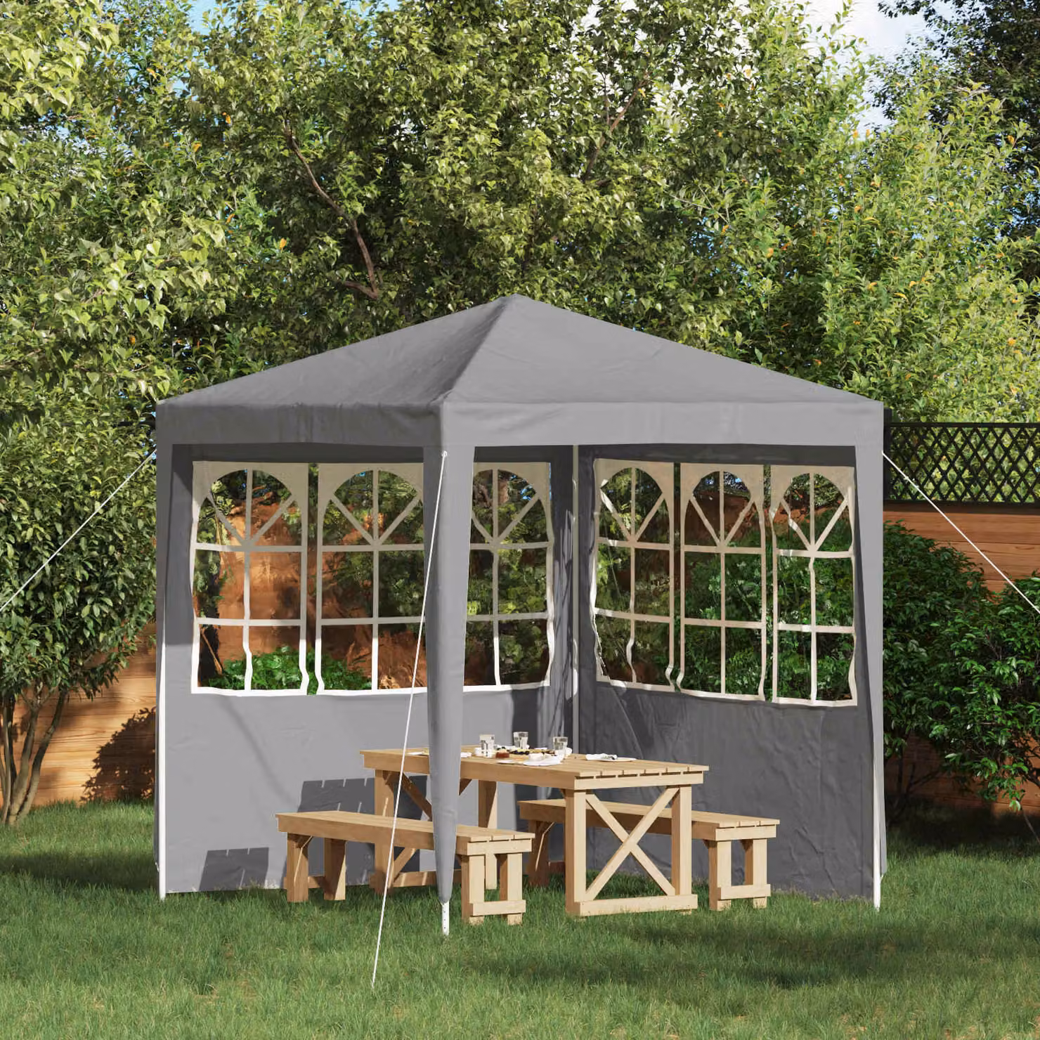 Set di 2 pareti per tenda da festa vidaXL in Grigio Chiaro, L 200 cm x H 195 cm