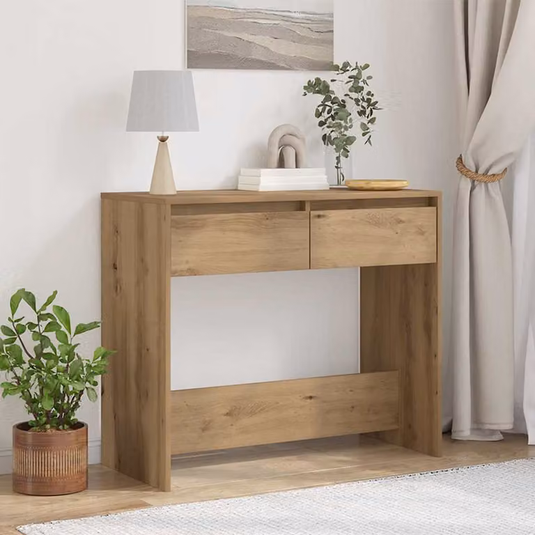 vidaXL Tavolo Consolle in Rovere Marrone con Finitura Opaca L: 89 cm, P: 41 cm, H: 76,5 cm