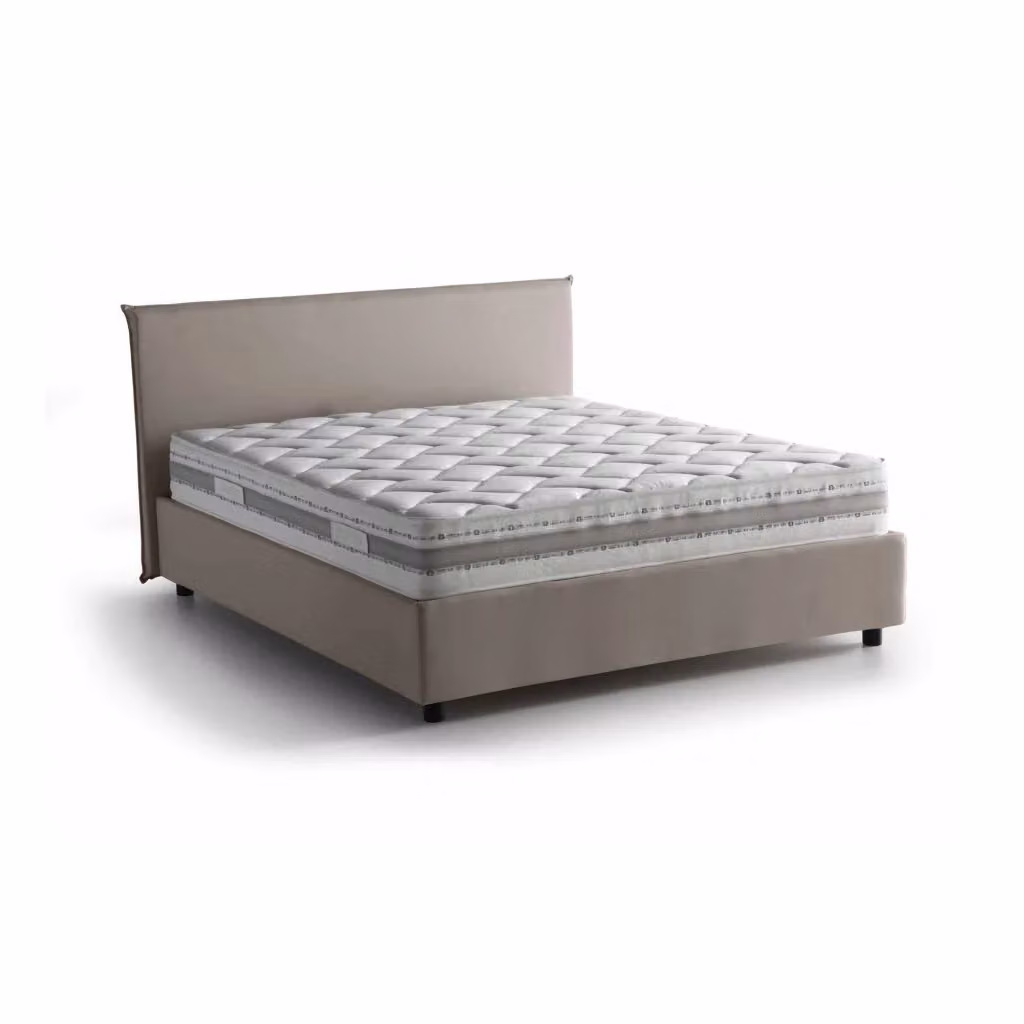 Letto Matrimoniale Ariadni Talamo Italia con Materasso Incluso, Rivestimento in Tessuto Grigio e Beige, Base con Contenitore Lift Up, L/P: 160 x 200 cm – 2